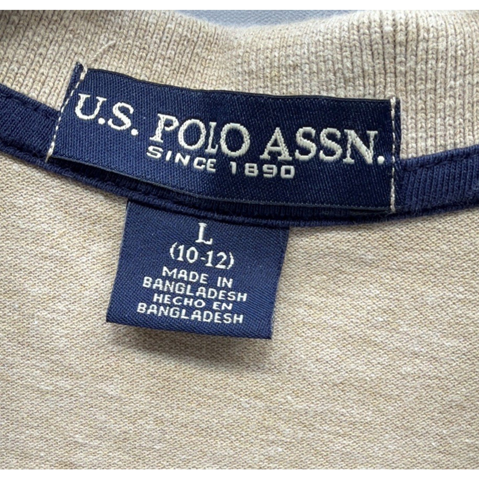 US Polo Assn USPA Collared Polo Shirt Biege Boys Youth Size Large