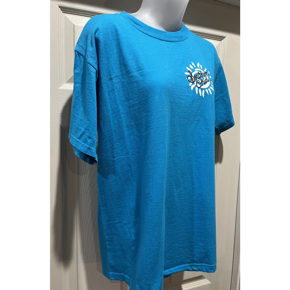 Southern Chics Teacher Girlie Bright Blue T Shirt Medium ABC 123