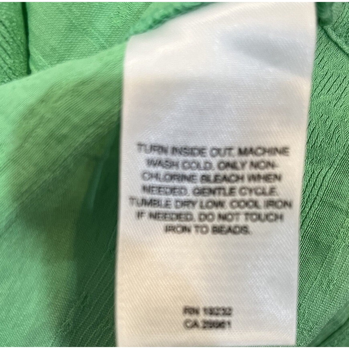 Alfred Dunner 3/4 Sleeve Embroidered Green Top with Neck Beading Women's Size PS