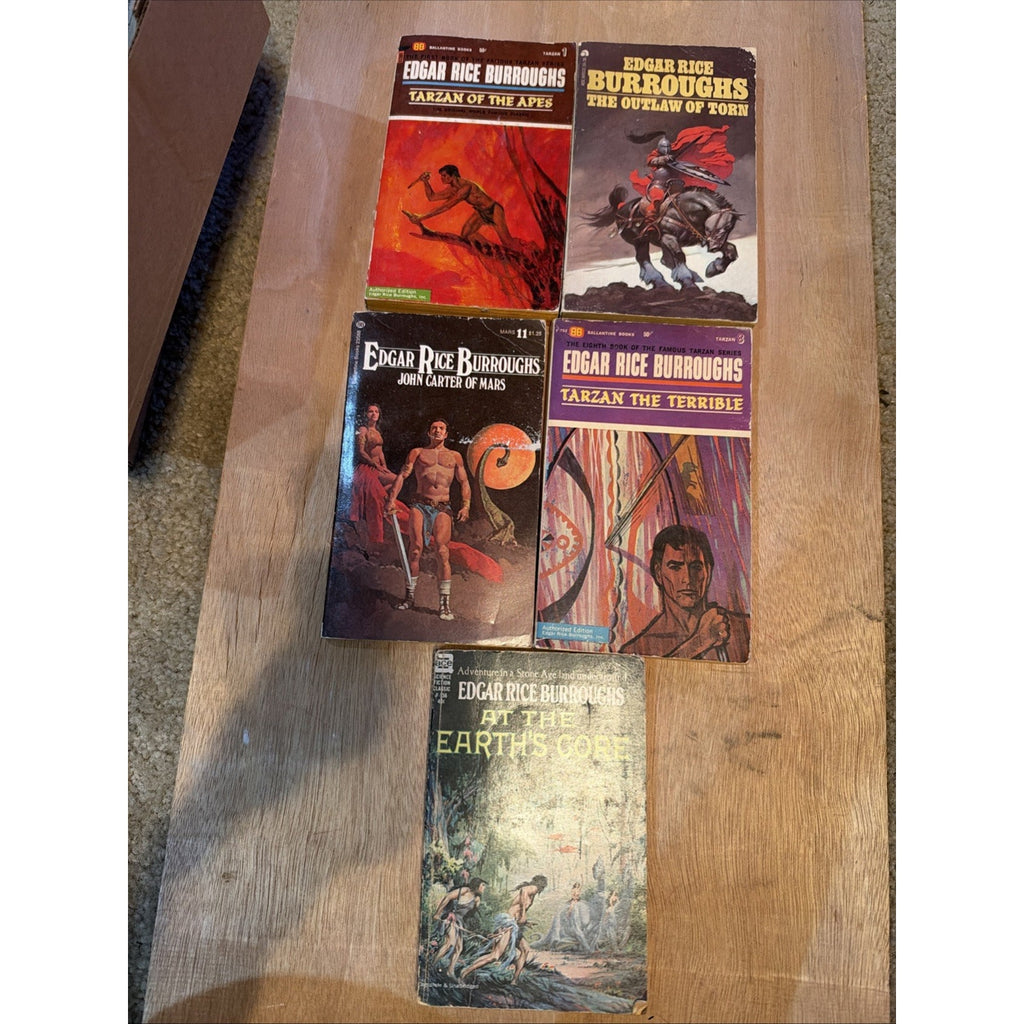 Edgar Rice Burroughs Vintage Paperback Lot 5 Tarzan John Carter Ace Ballantine