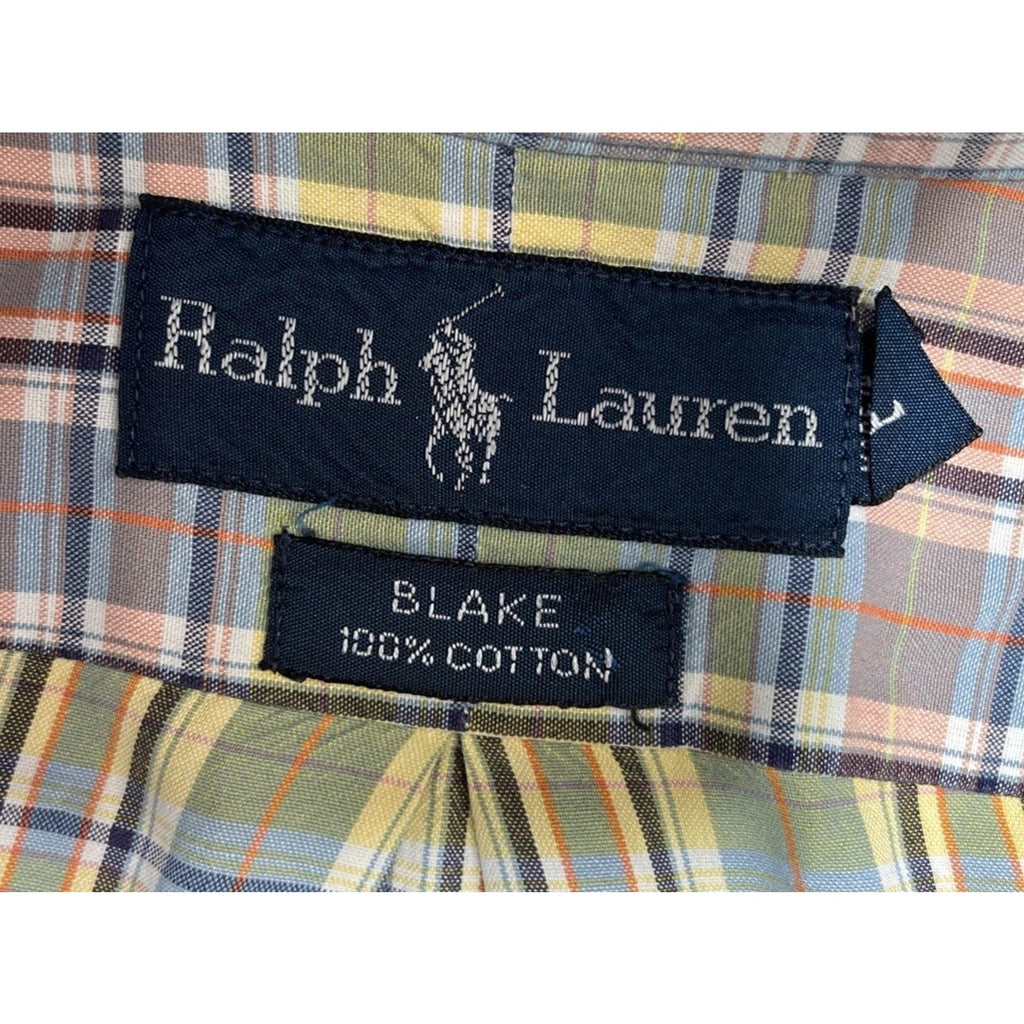 Ralph Lauren Mens Shirt Size Large Blake Long Sleeve Orange Logo Button down