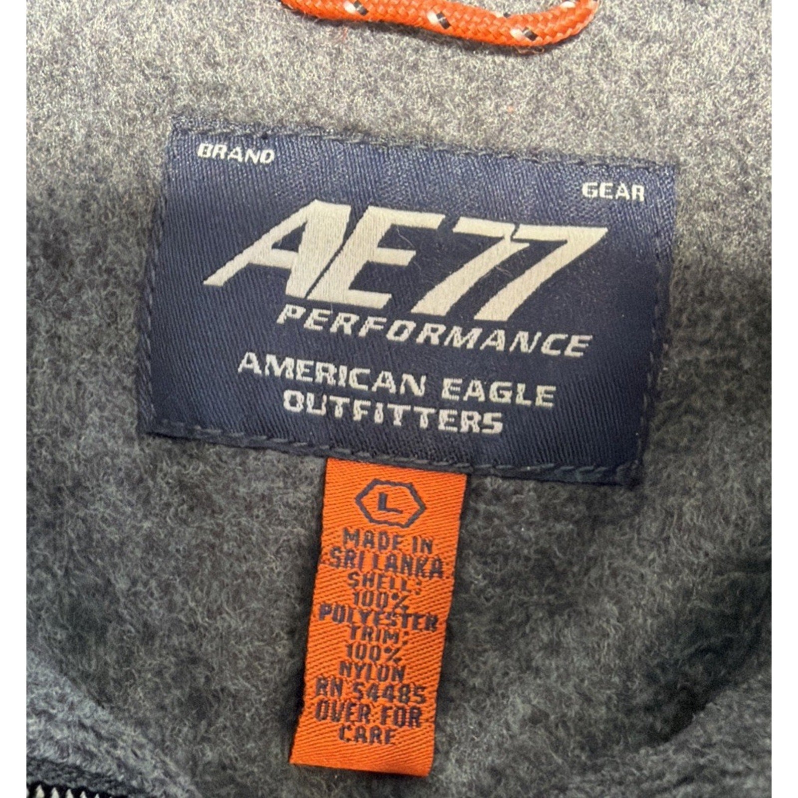 American Eagle AE77 Performace Fleece Vest Full Zip Men SZ Large Gray/Black