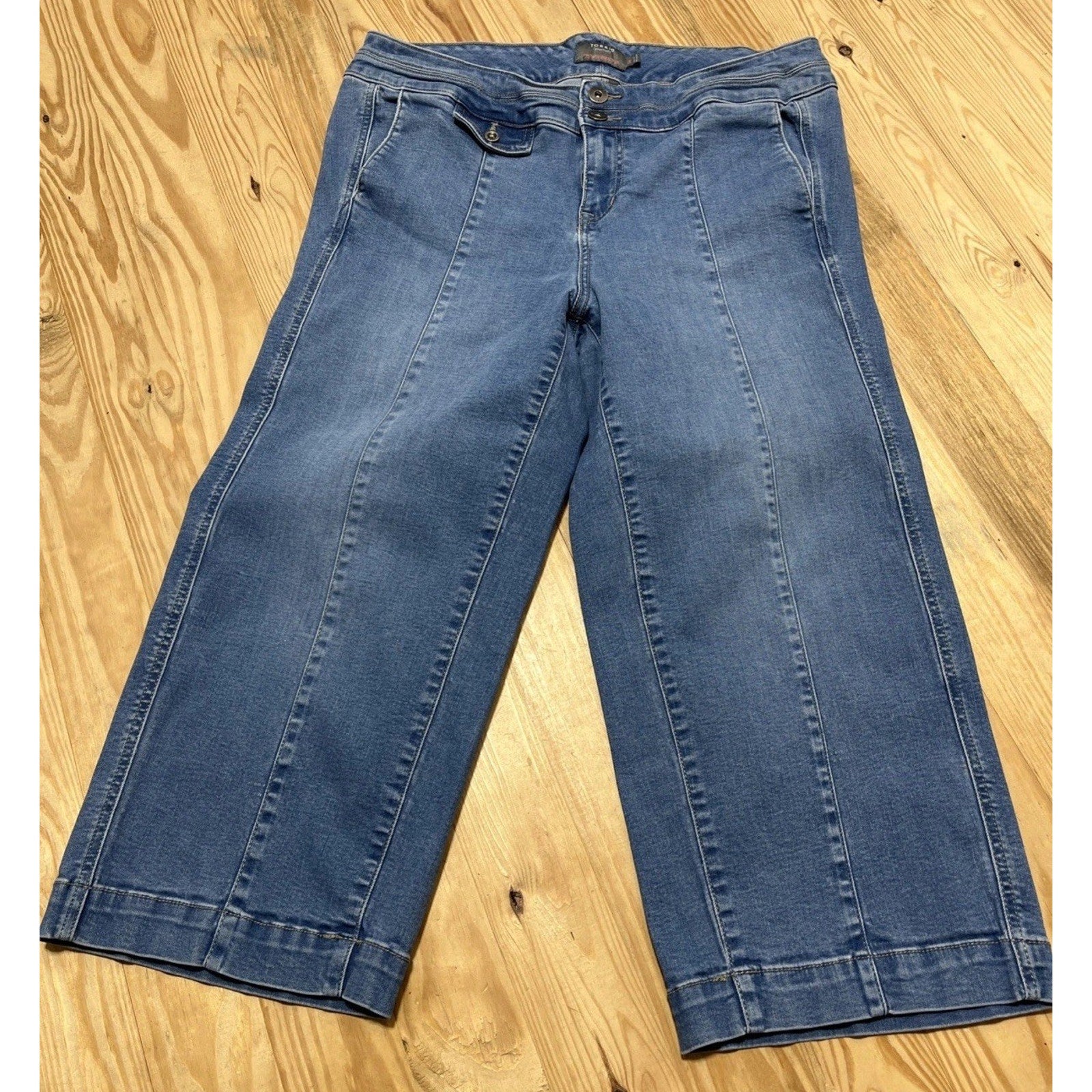 Torrid Wide Leg Jeans Women Size 14 Blue Crop High Rise Vintage Stretch Denim