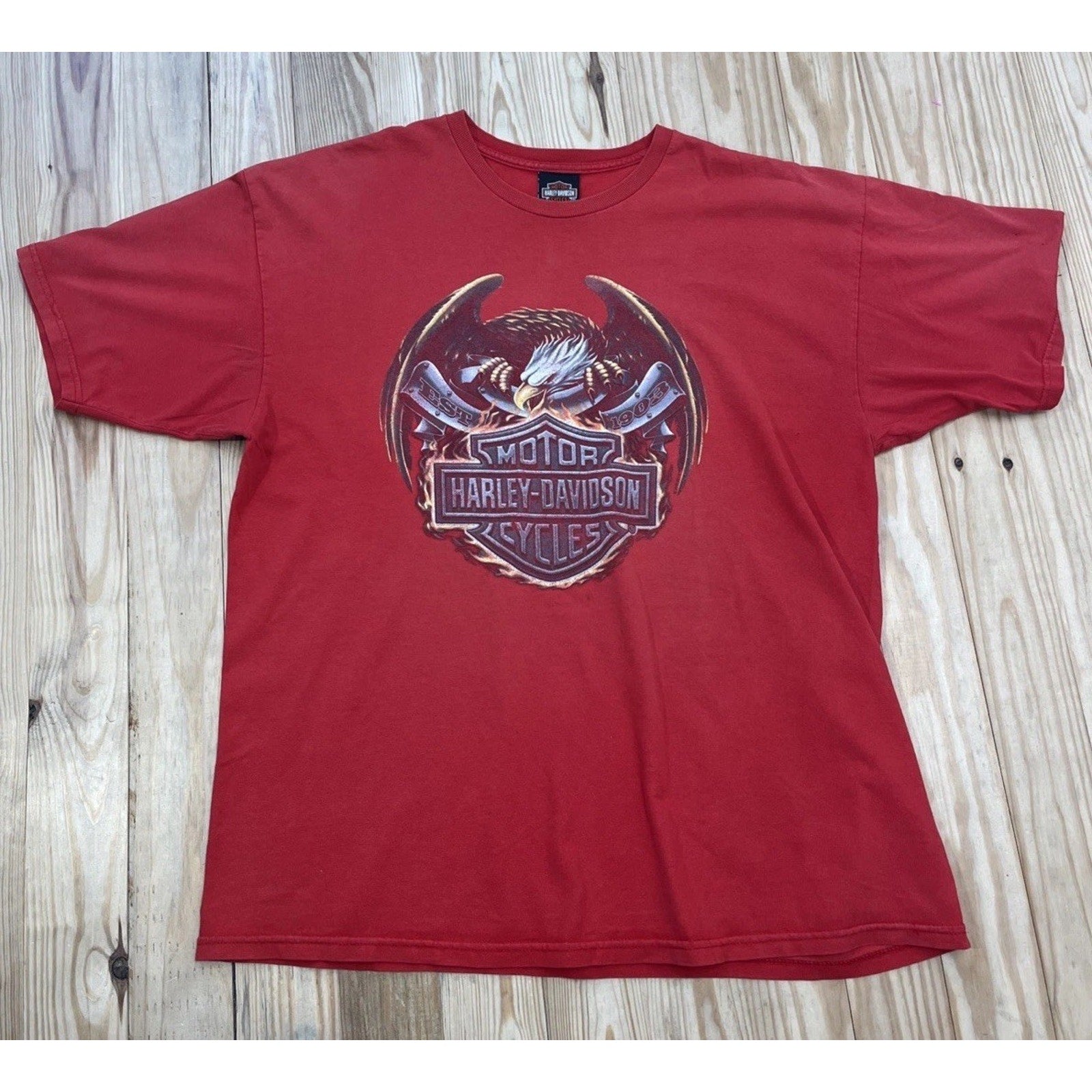 Harley Davidson Bravado Mens Shirt Sz XL Red Graphic Tee Eagle Short Sleeve