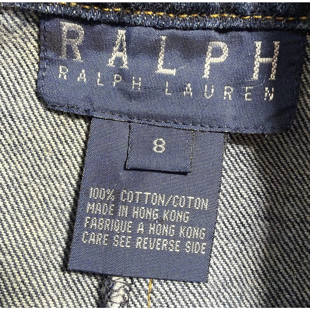 Vtg Polo RALPH LAUREN Women’s Blue Denim cotton A-line Mini Jean Skirt Sz 8 Y2K