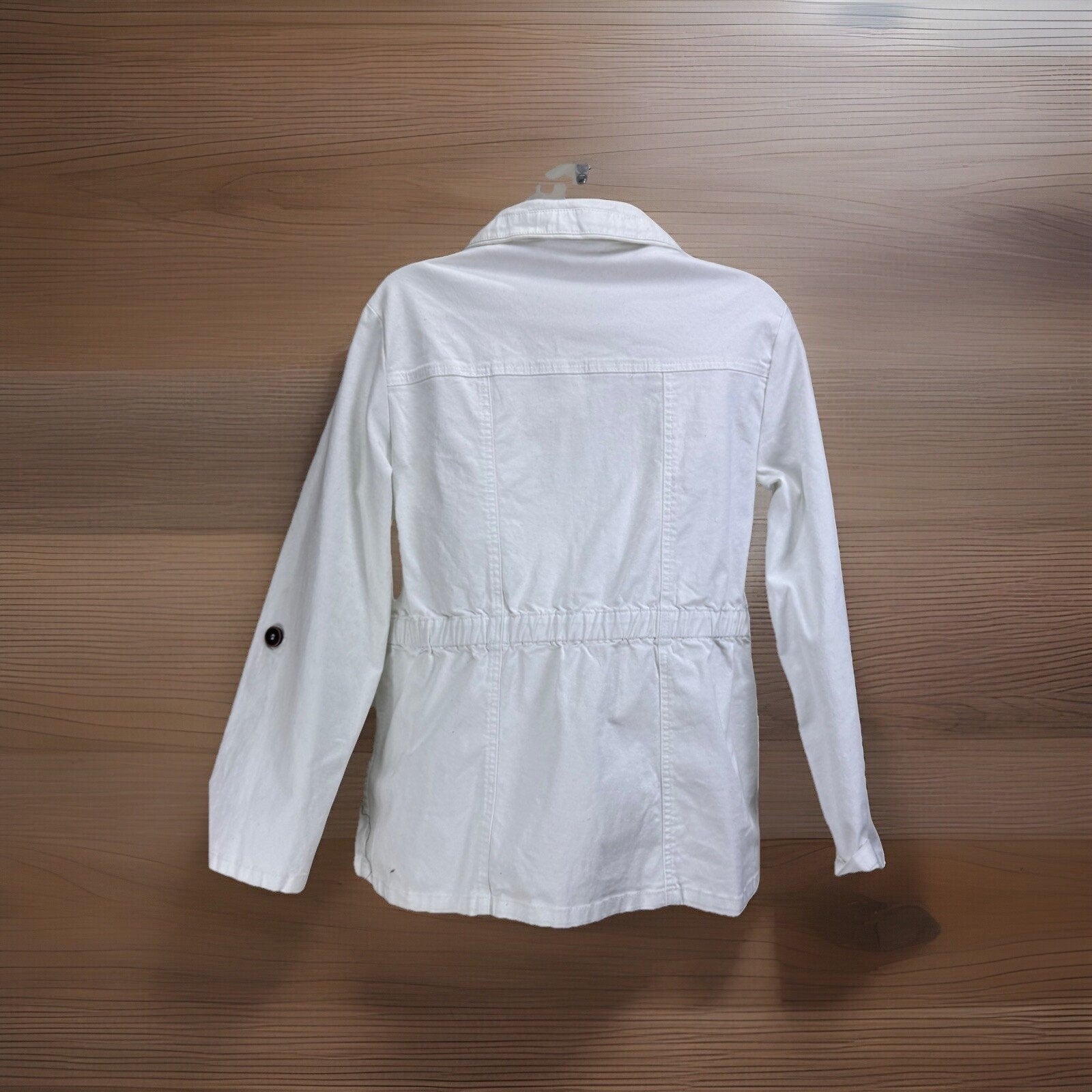 Koret Button Front Jacket Women's Size 8 Petite White With Brown Buttons