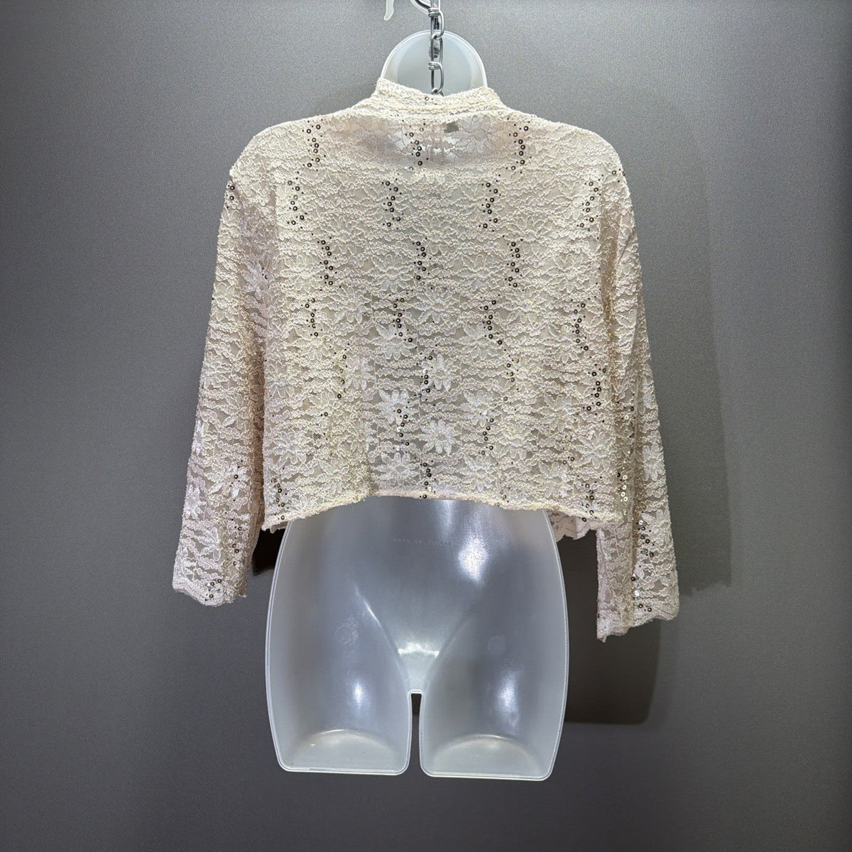 Womens Open-front Scalloped Edge Sequined Lace Bolero Jacket Shrug SZ: 22W