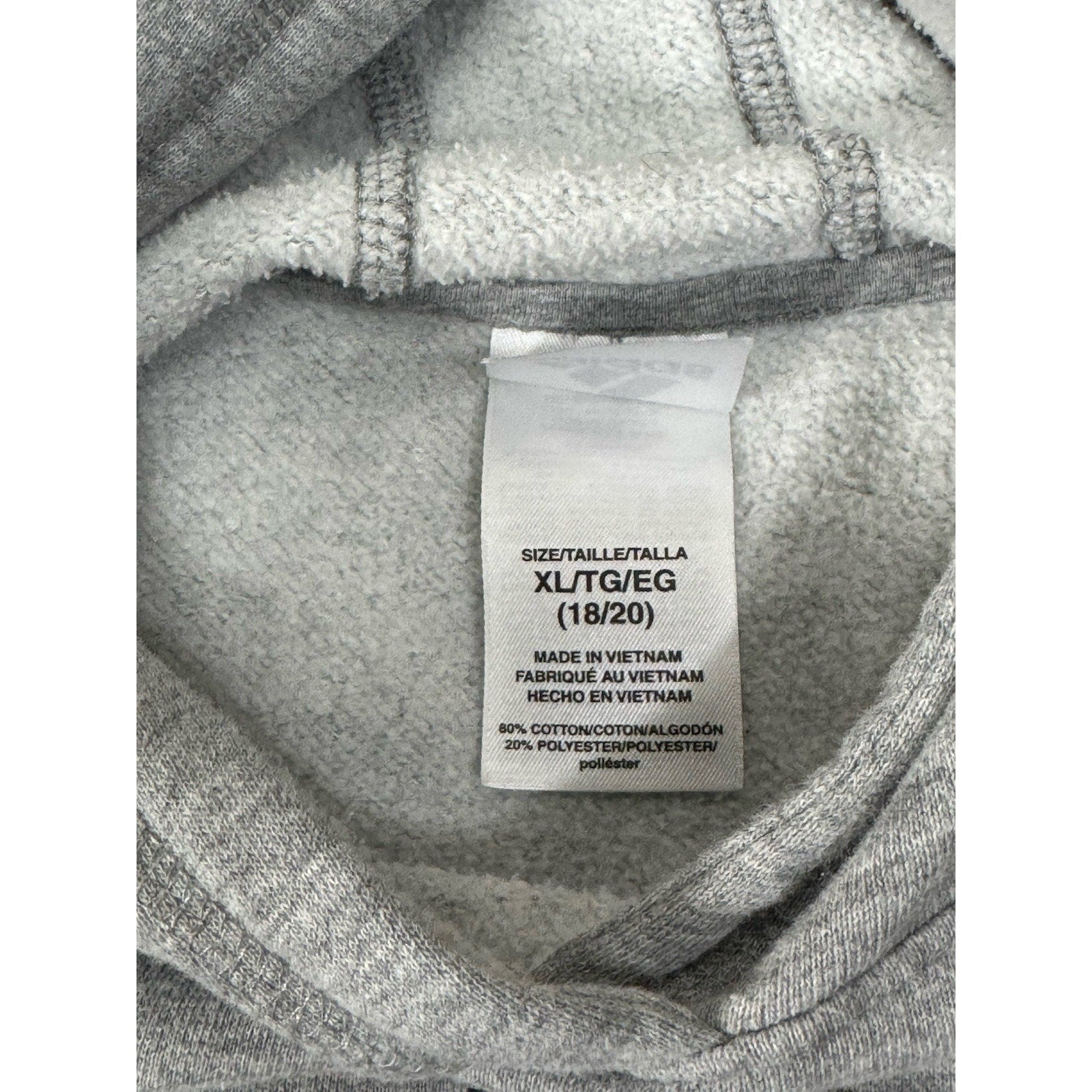 Adidas’s Youth Tech Fleece Grey Black Logo Hoodie Size X-Large 18/20 Pullover