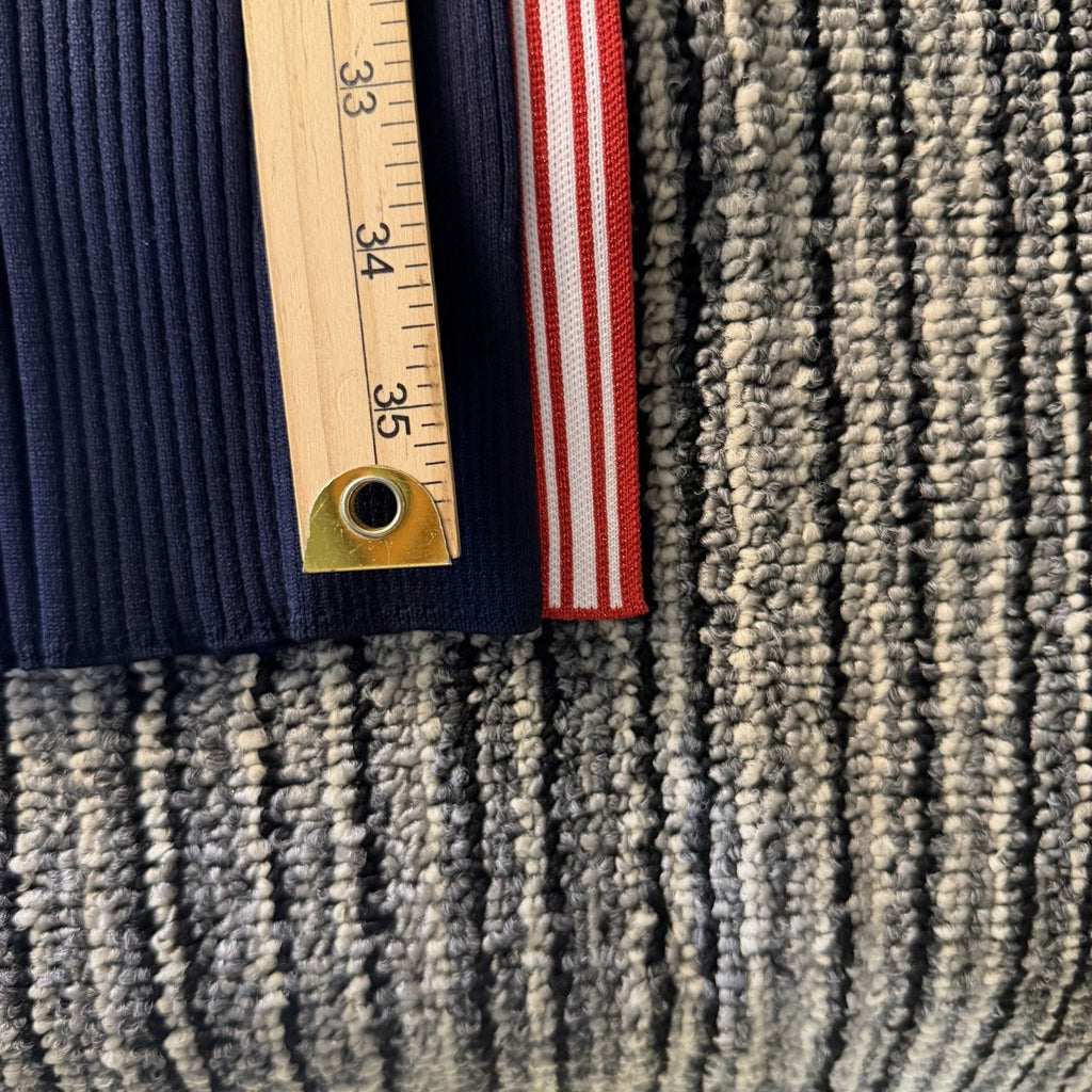 REO Womens Small NWT Navy Ribbed Knit Bodycon Dress Red White Side Stripe Mini