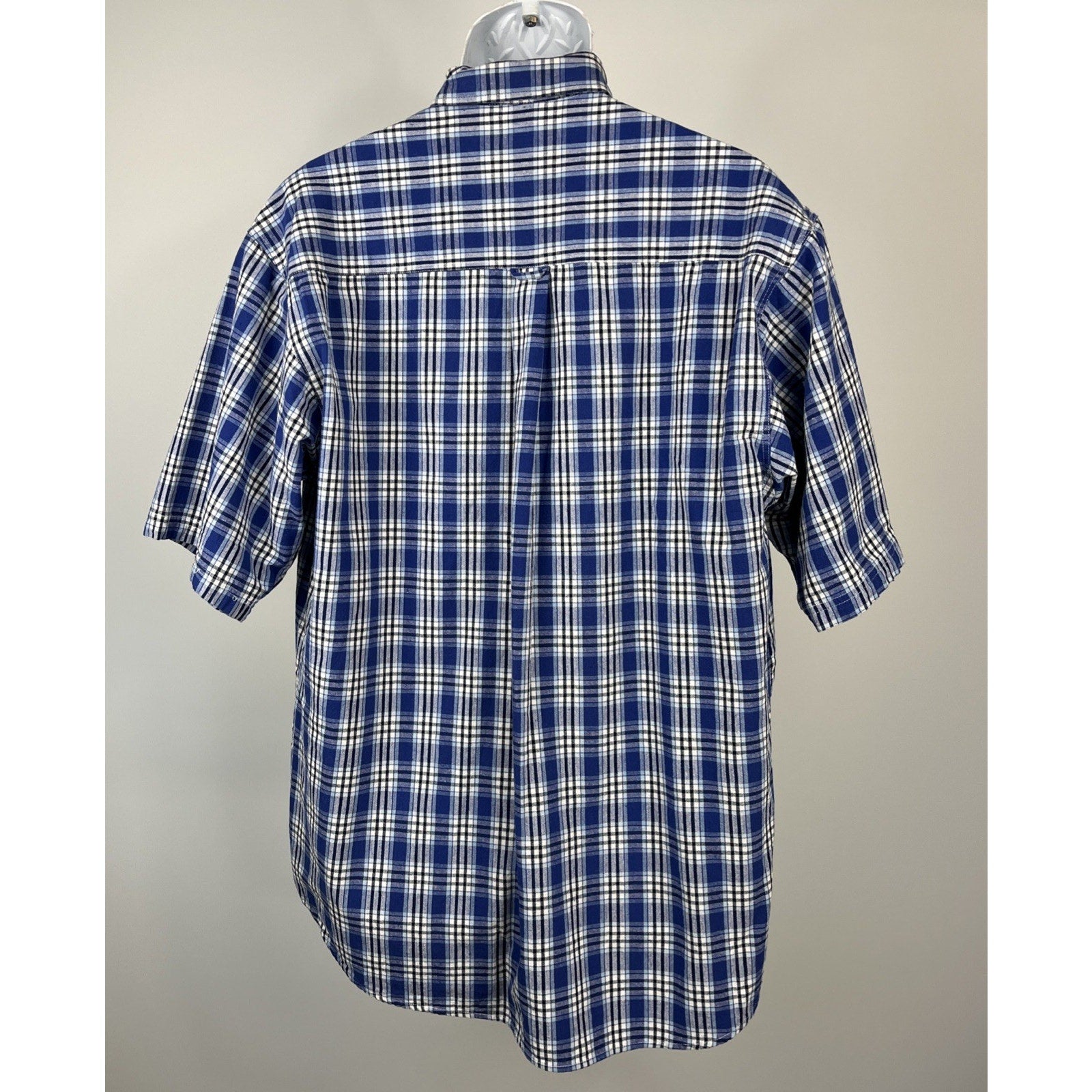BOFF Button Down Shirts Men's Size M Casual Plaid Blue Short Sleeve Pocket EUC