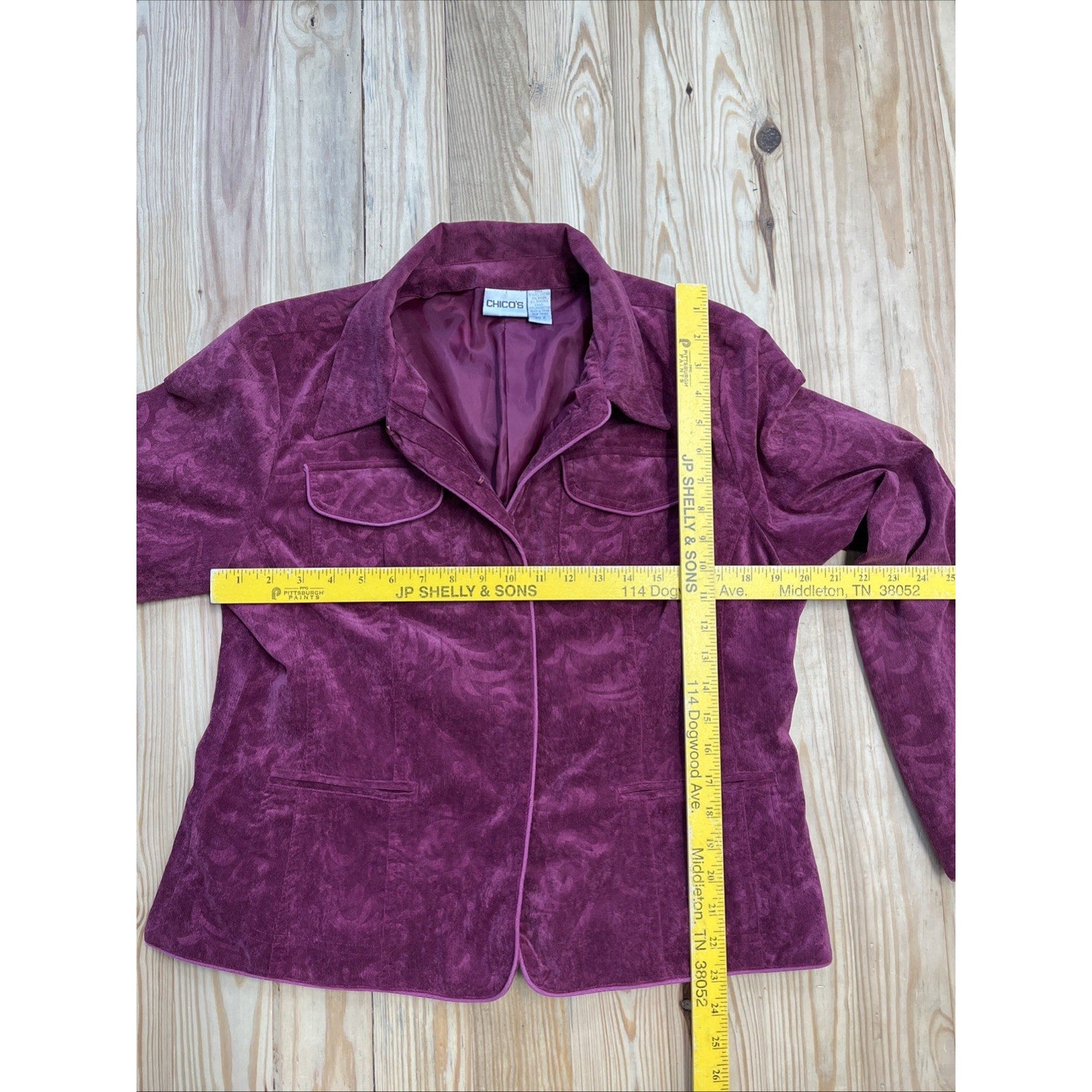 Chico's Women's Corduroy Paisley Burgundy Jacket Chico’s Size 2 = US Size 12 L