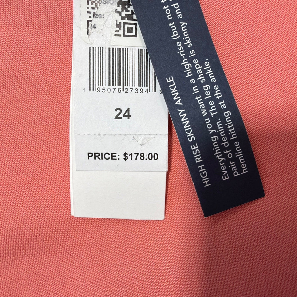 VINEYARD VINES SALMON HIGH RISE SKINNY JEANS WOMENS SIZE 24 NWT MSRP 178$