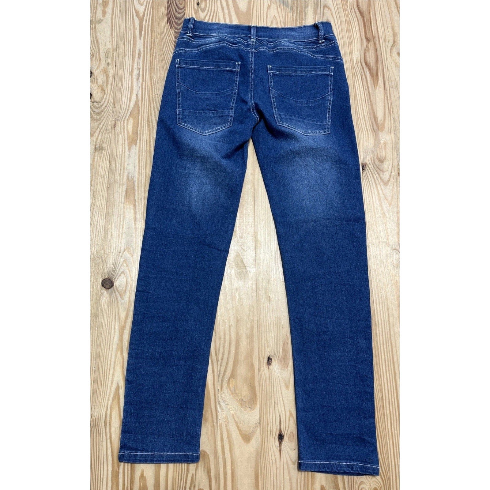 Midiross Women's Button Fly Straight Leg Jeans Blue Denim Size Small