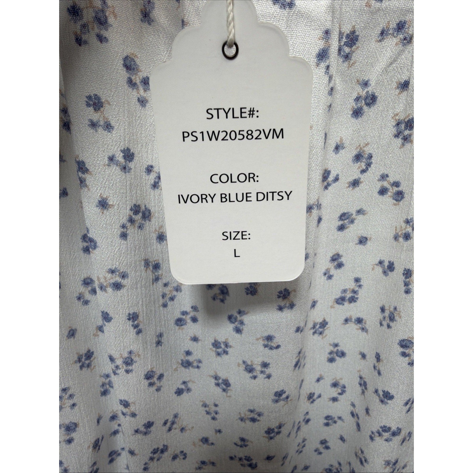 Pink Rose Floral White Bell Sleeve Blouse Women's Large Boho Casual New