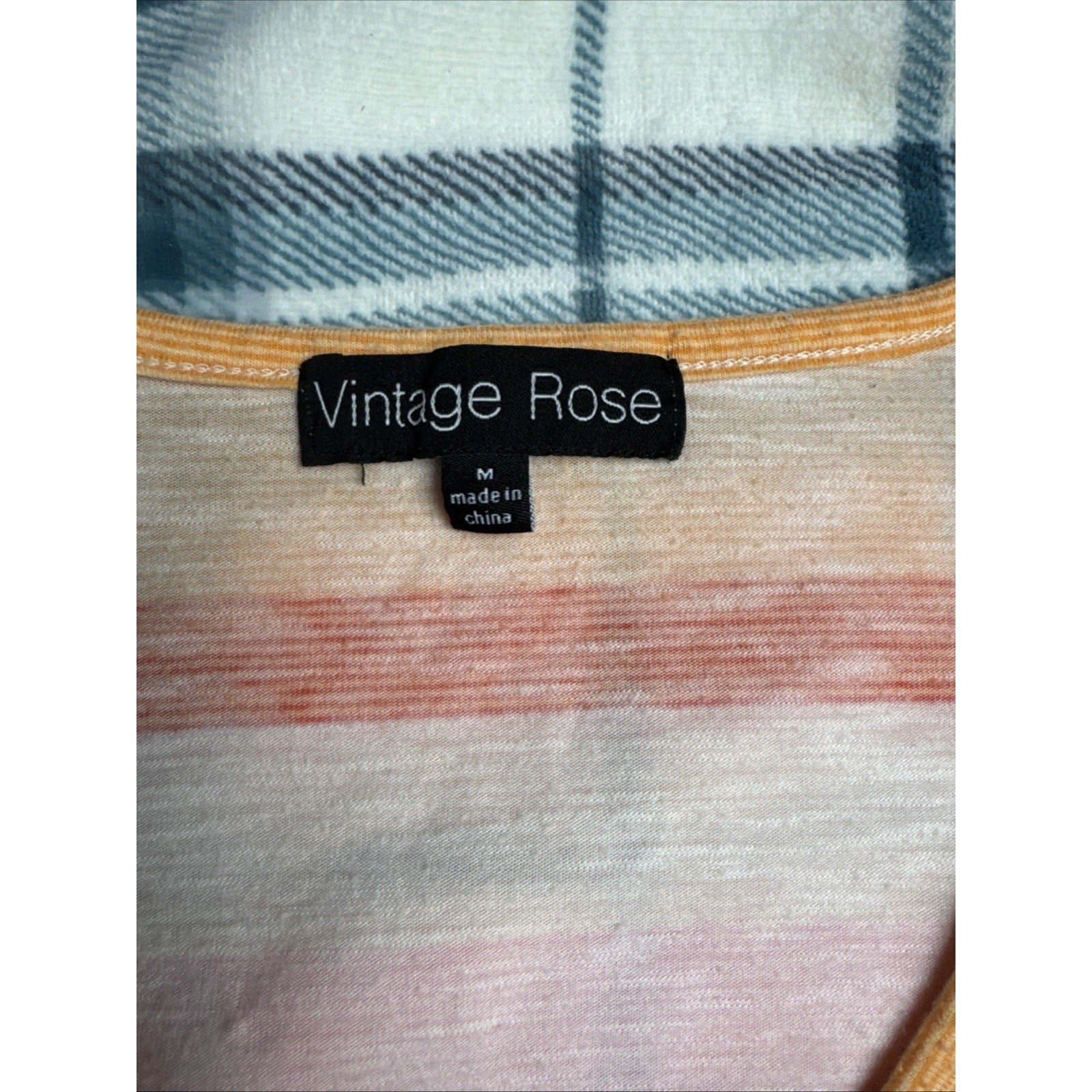 Vintage Rose Top Size Medium Chevron Print Pink Orange Mauve Pullover Buttons