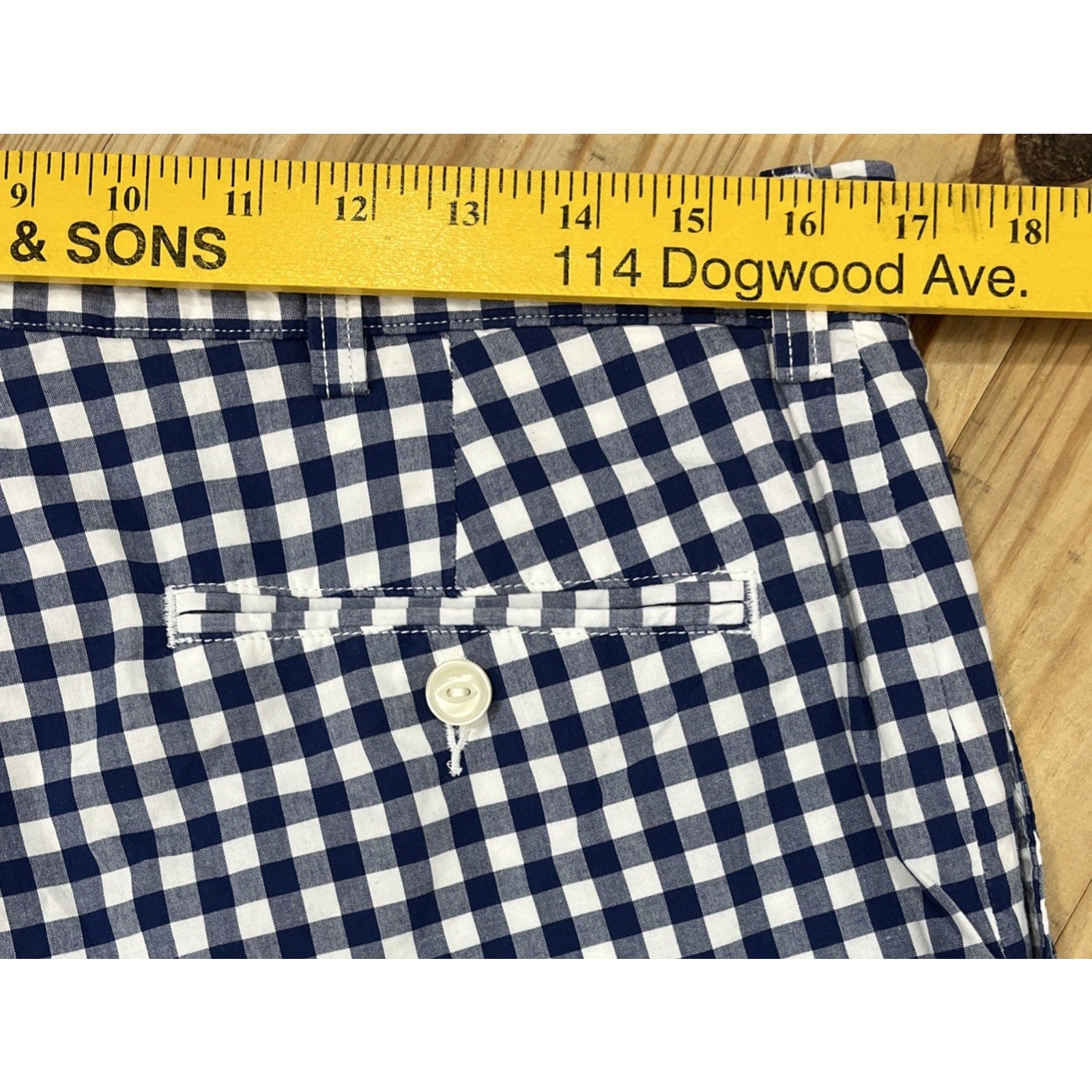 Polo by Ralph Lauren Men's Casual Blue Check Flat Front Golf Chino Shorts Sz 34