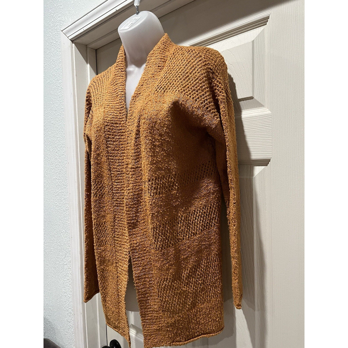 NWT Keren Hart Women's Mustard Open Front Longer Cardigan Sweater Size Small S