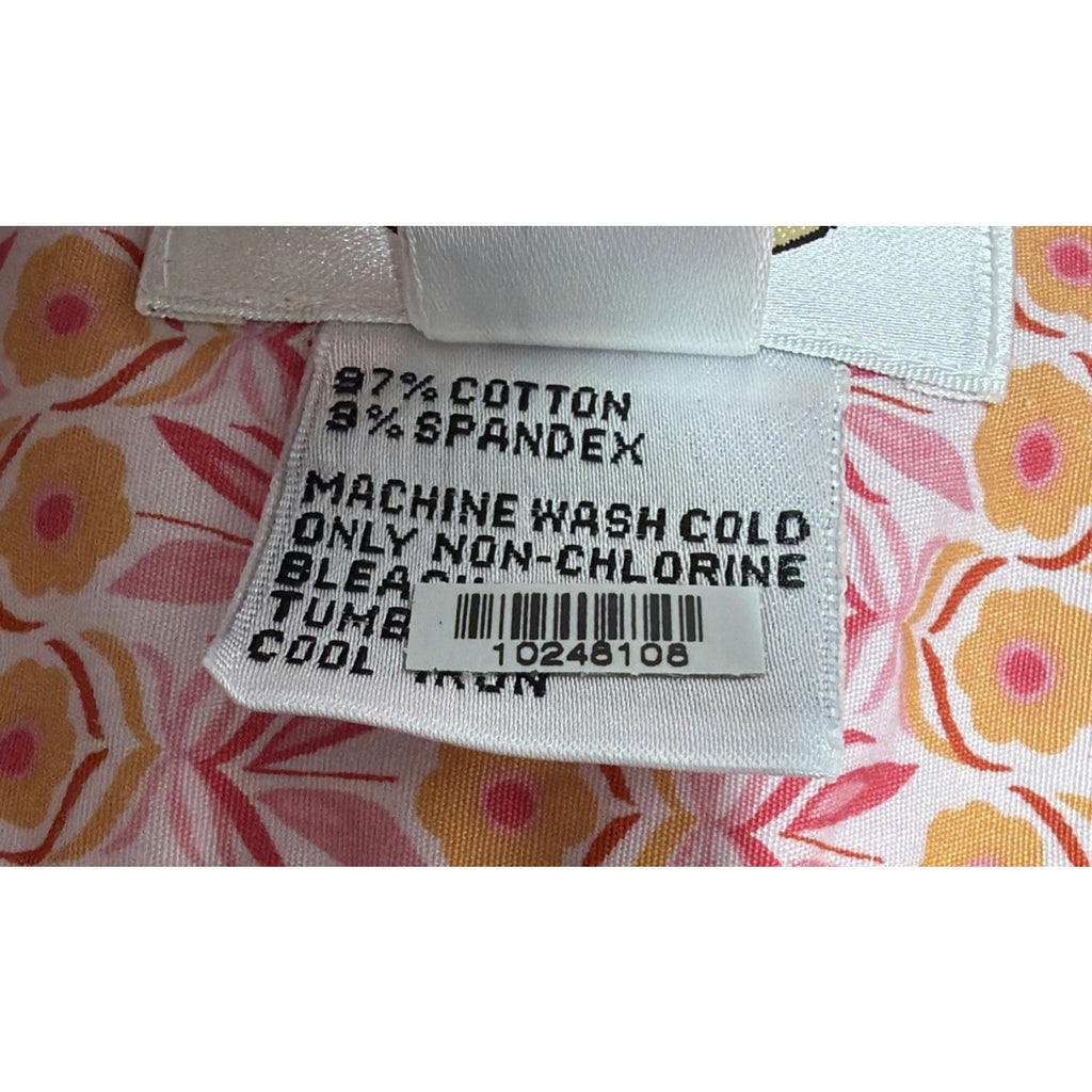 Talbots Coral Print Shirt Size S Pink White Button Up Long Sleeve Beach Floral