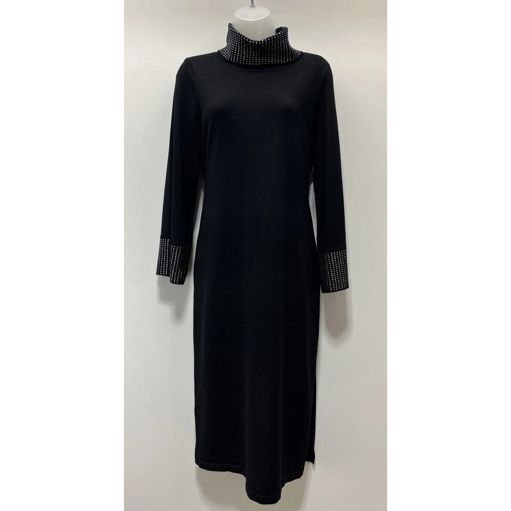 Calvin Klein Women Embellished Turtle Neck Sweater Black Dress Size M