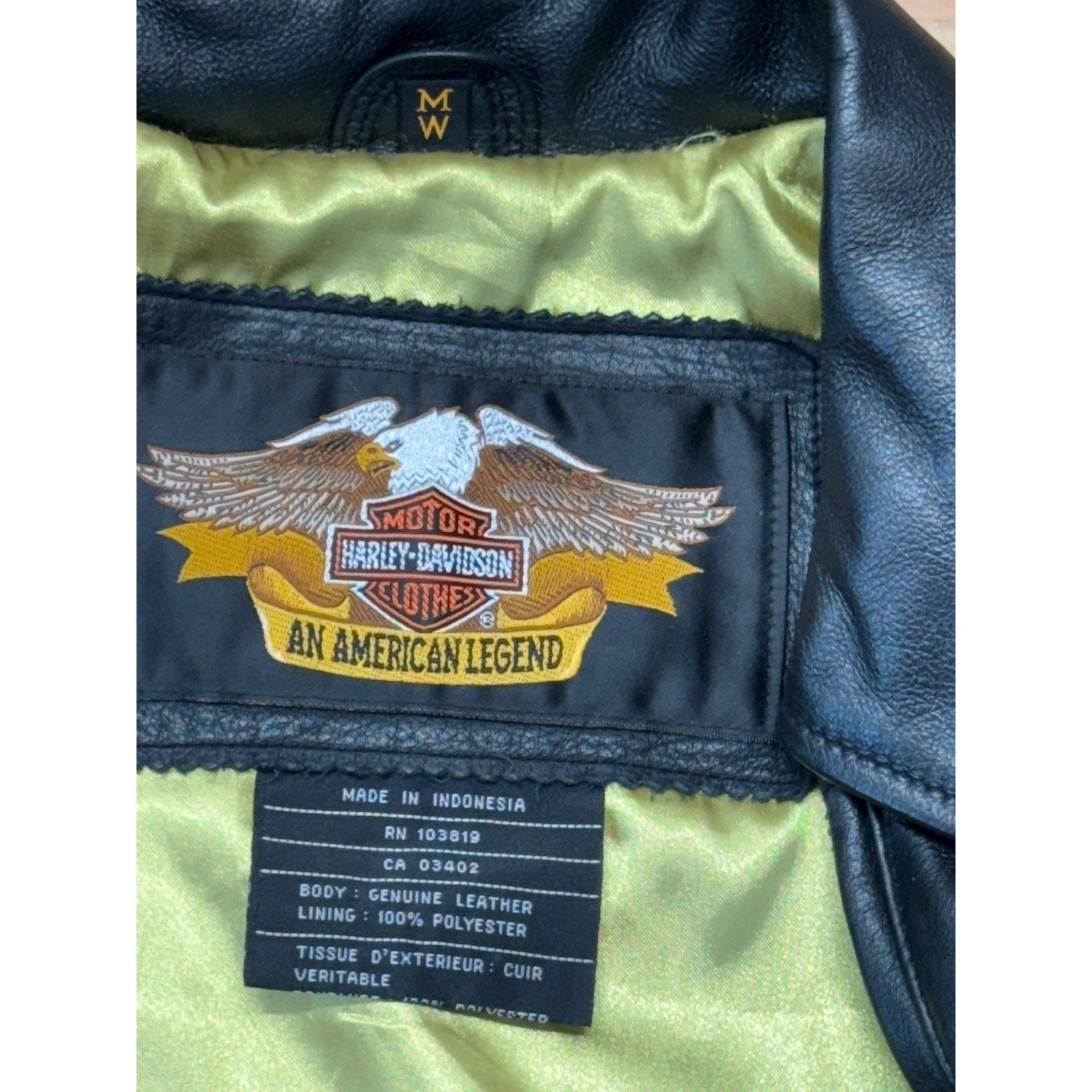 Harley Davidson Womens Leather Jacket Gold Liner Size Medium VGUC