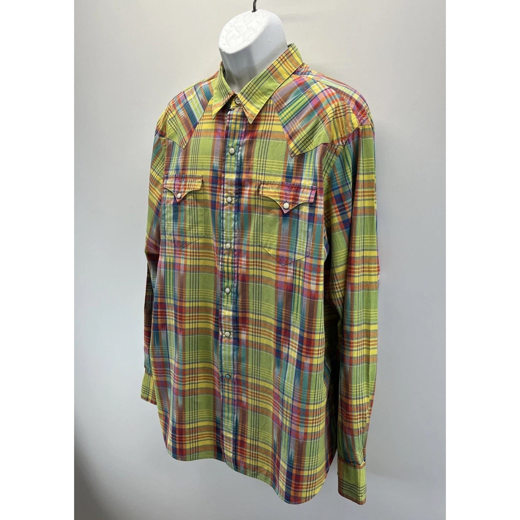 Vtg Polo Ralph Lauren Shirt Men XXL Western Pearl Snap Southwestern Colorful