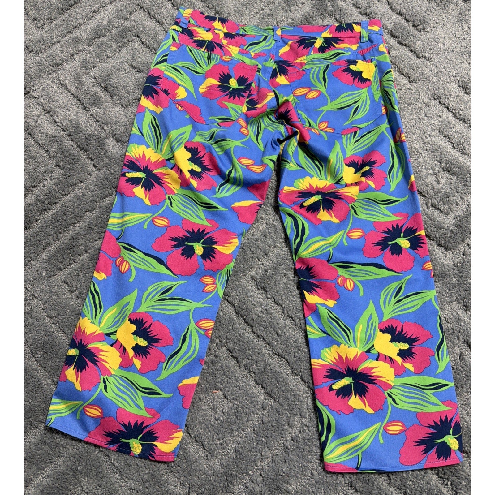 Polo Jeans Co Ralph Lauren Pants Womens 6 Blue Pink Floral Straight Leg Capri