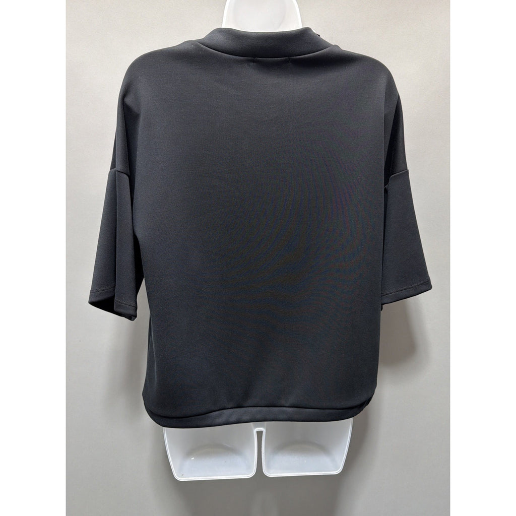 Ariella Top Women’s Black Tie Front Mock Neck Athletic Yoga Running Casual S New