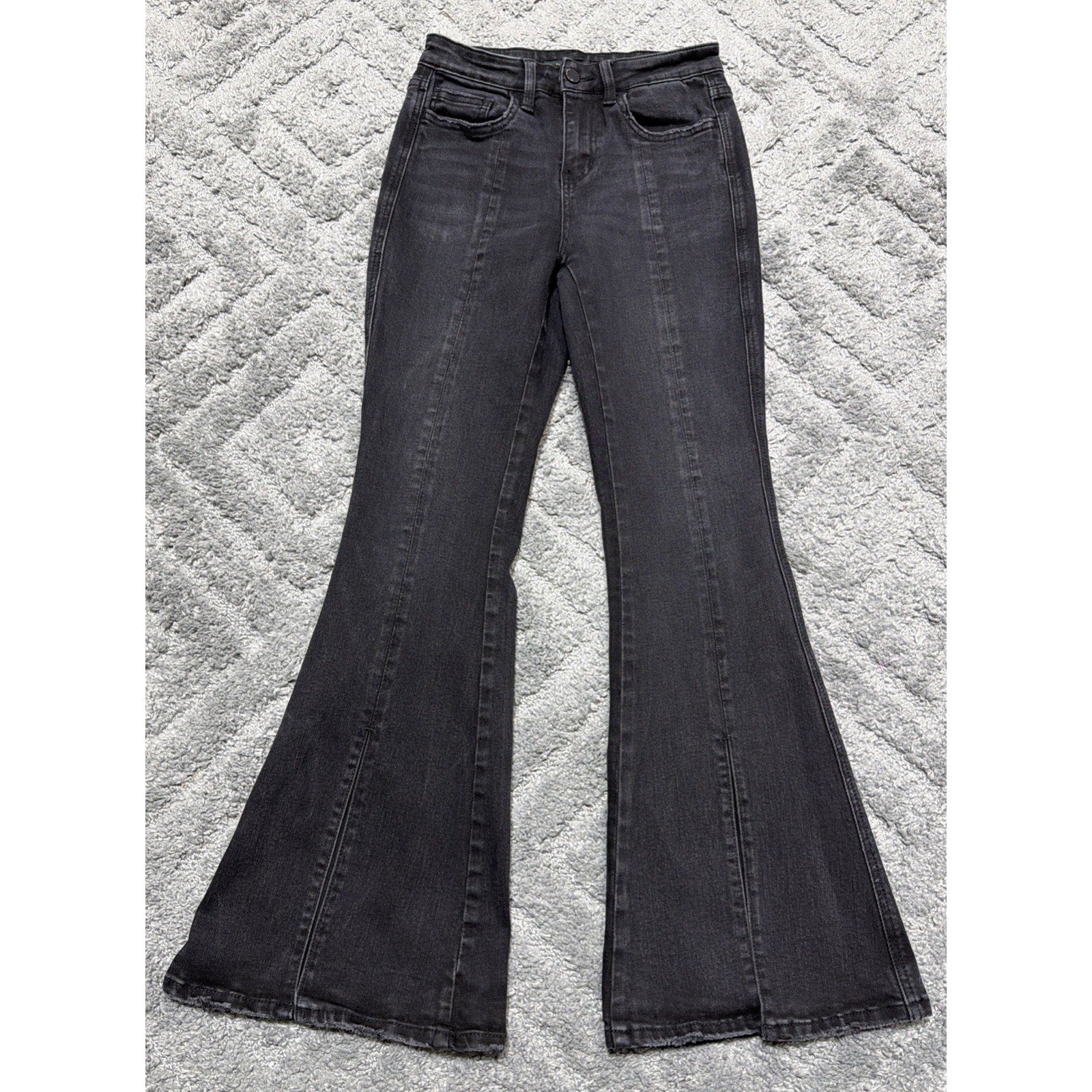 Flying Monkey Jeans Womens Size 25 High Rise Flare Black Cotton Blend