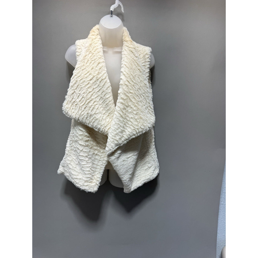 Altar’d State Faux Fur Vest Womens Small Ivory Cream Open Front Cozy Soft Boho
