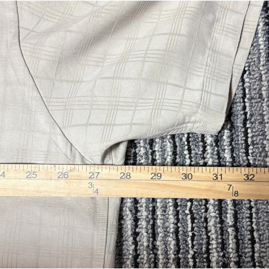 Vintage John Henry Mens Button Up Shirt XL Biege Windowpane Short Sleeve