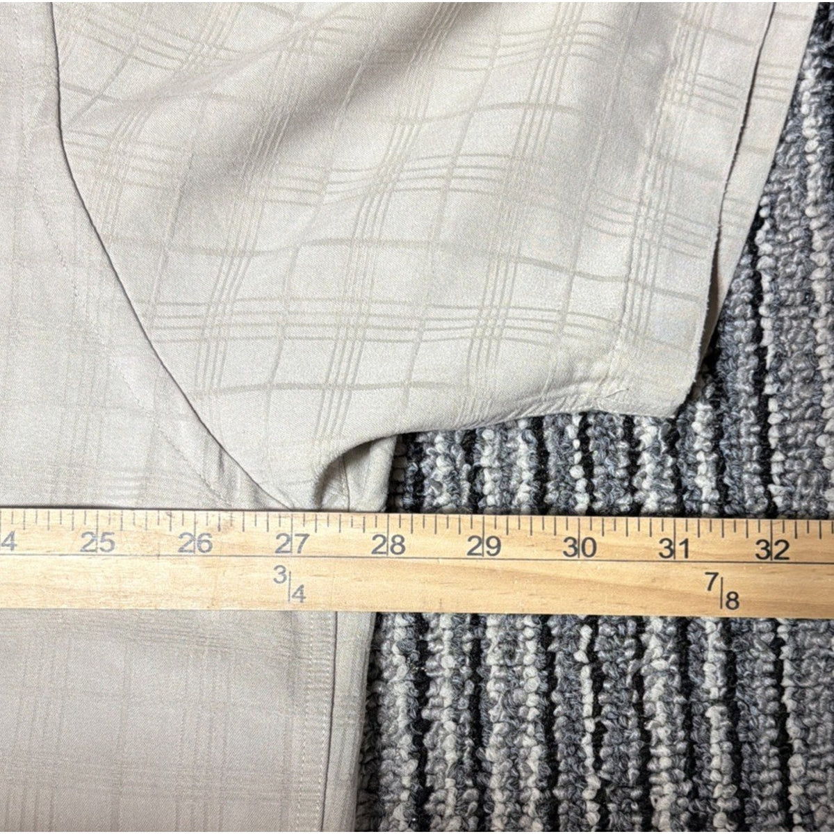 Vintage John Henry Mens Button Up Shirt XL Biege Windowpane Short Sleeve