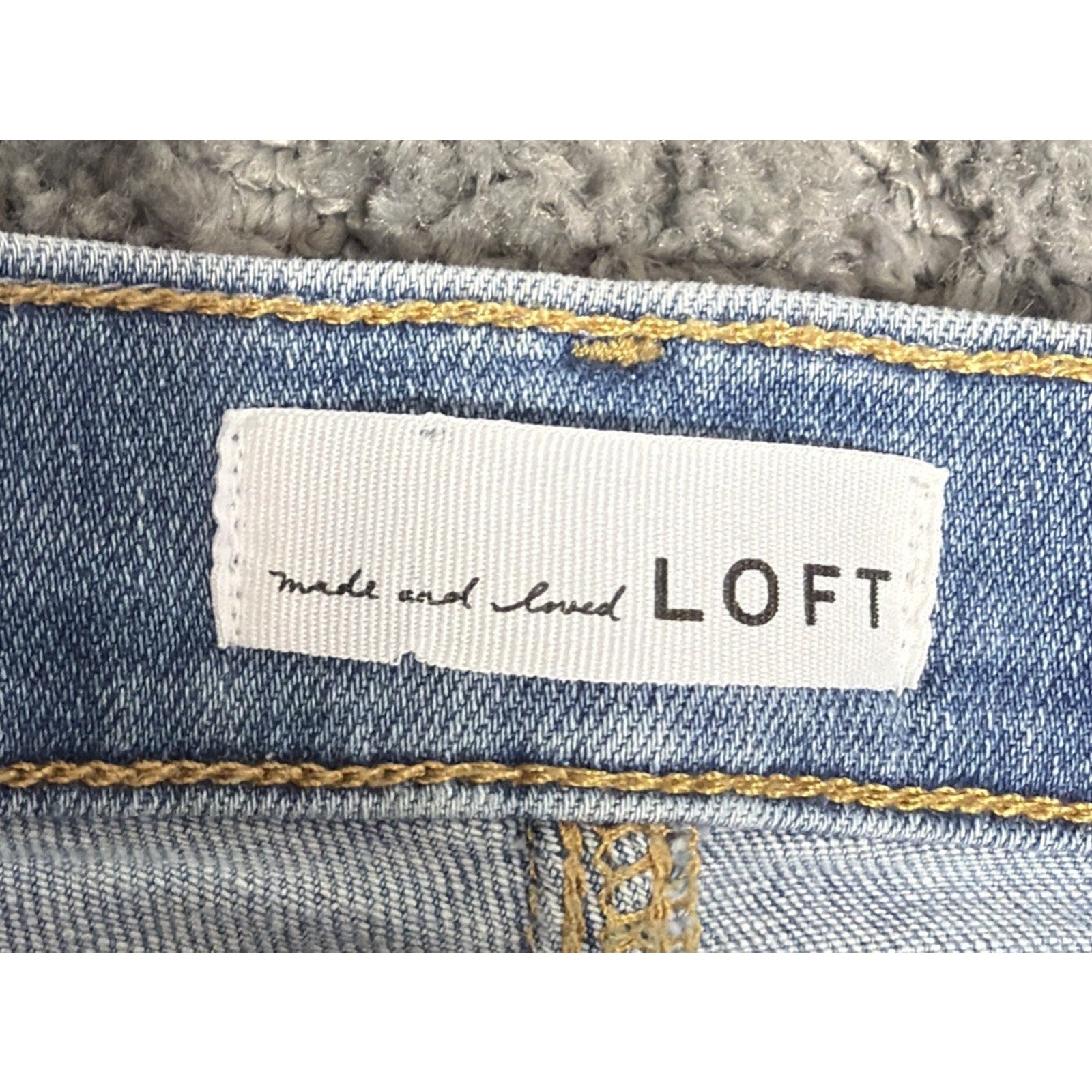 LOFT Patchwork High Rise Kick Crop Denim Jeans size 24x26.5