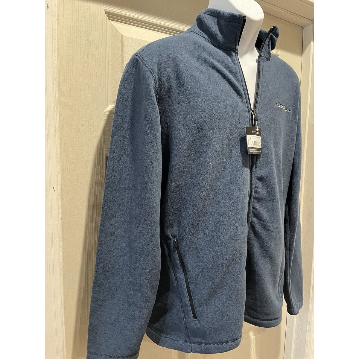 NWT Eddie Bauer Men's Quest Fleece Full Zip Pullover Blue Gray Small MSRP $70