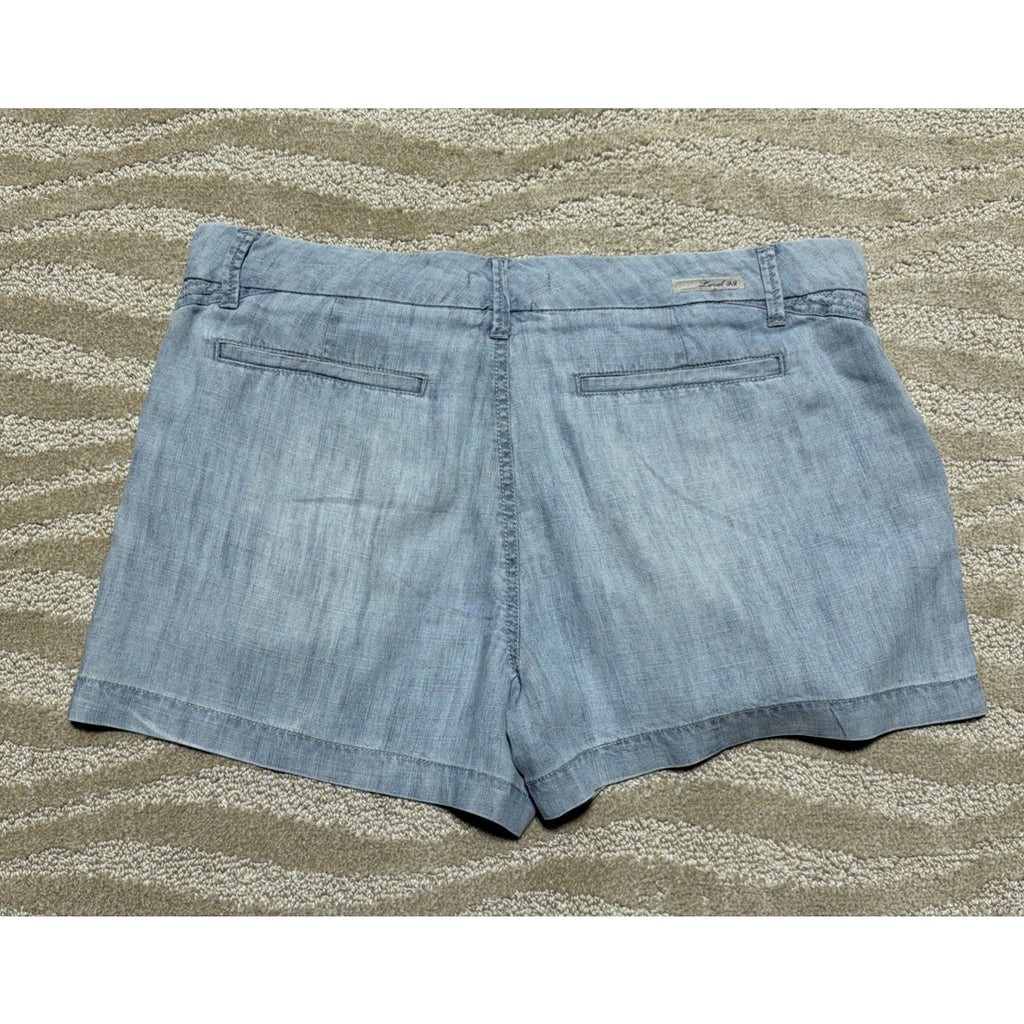 Level 99 Anthropologie Mid Rise Denim Shorts Blue Linen Women's Size 31x3”