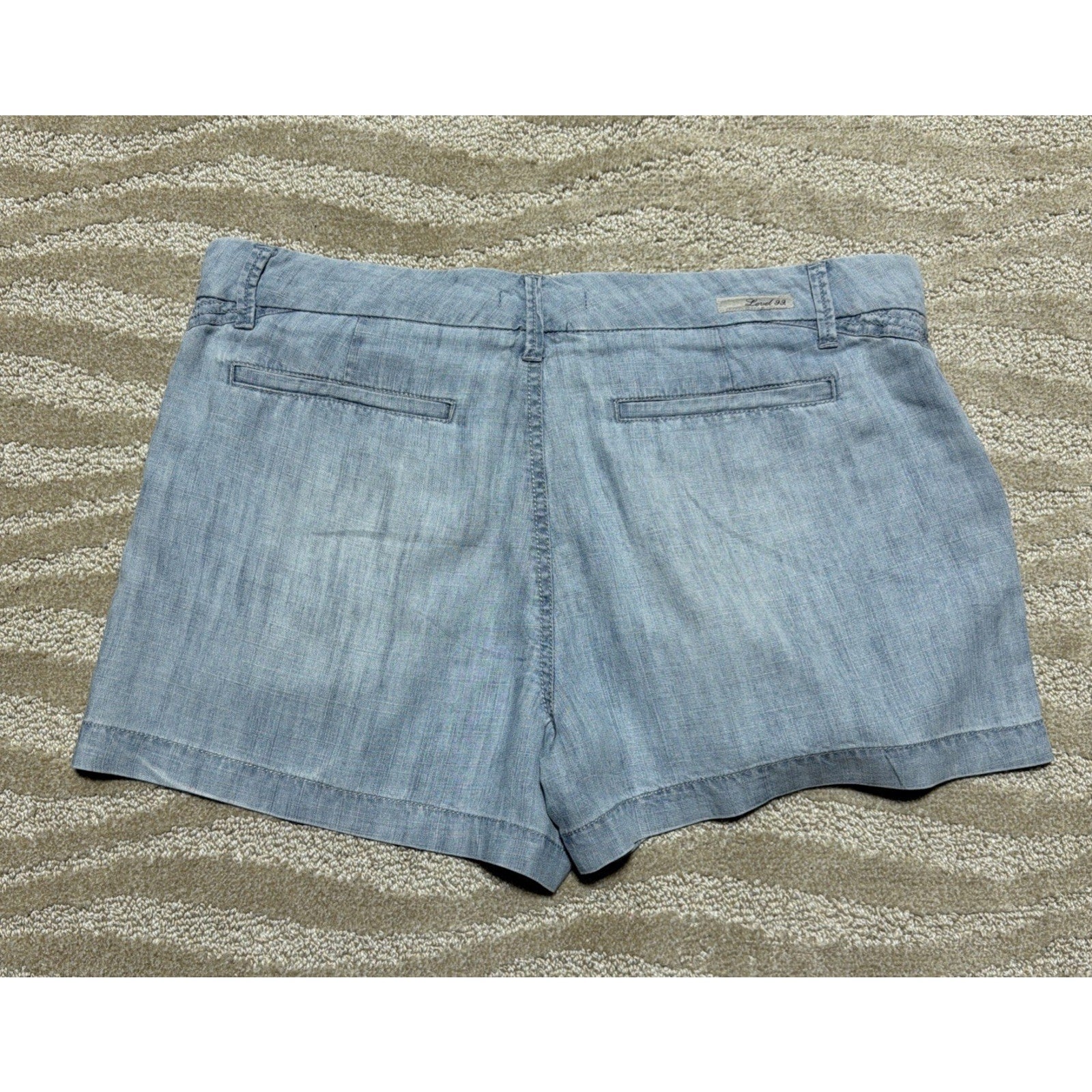 Level 99 Anthropologie Mid Rise Denim Shorts Blue Linen Women's Size 31x3”