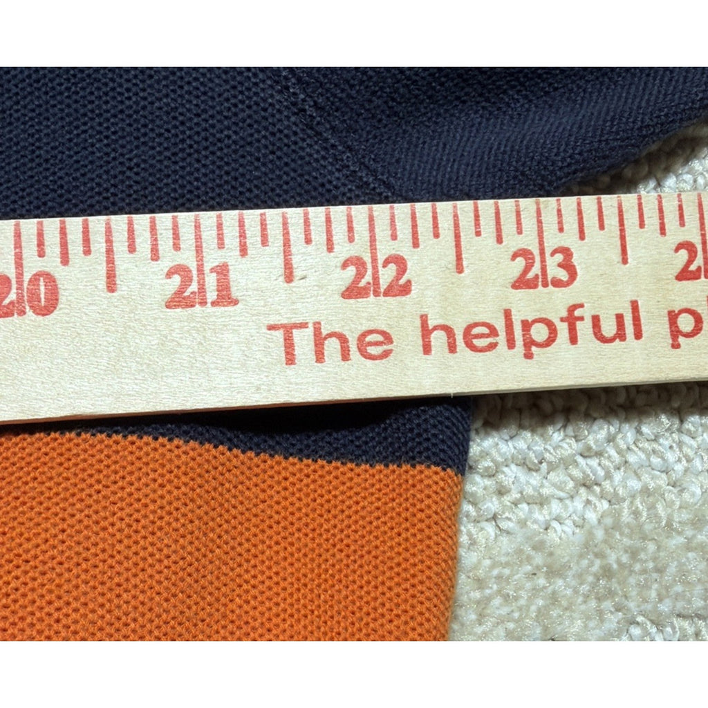 Vtg Eddie Bauer Rugby Polo 1/4 Zip Shirt Mens L Orange Stripe Preppy Sports