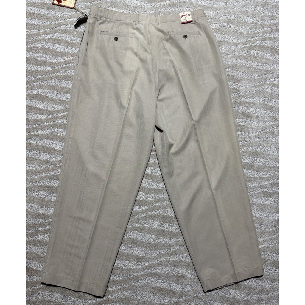 Caribbean Joe Beach Tan Men’s Pleated Bottom Cuffed Dress Pants 40x30 Beige NWT