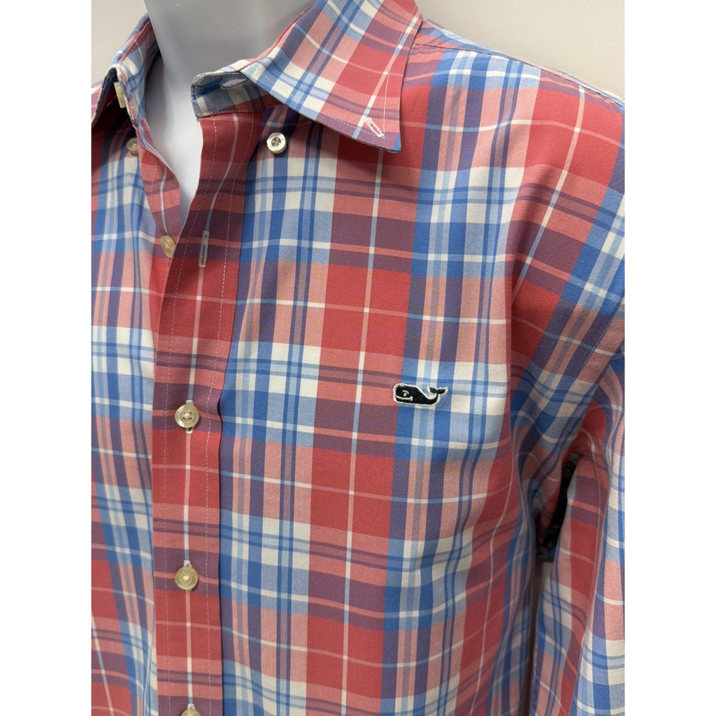Vineyard Vines Shirt Mens Large Slim Fit Whale Button Up Long Sleeve Plaid