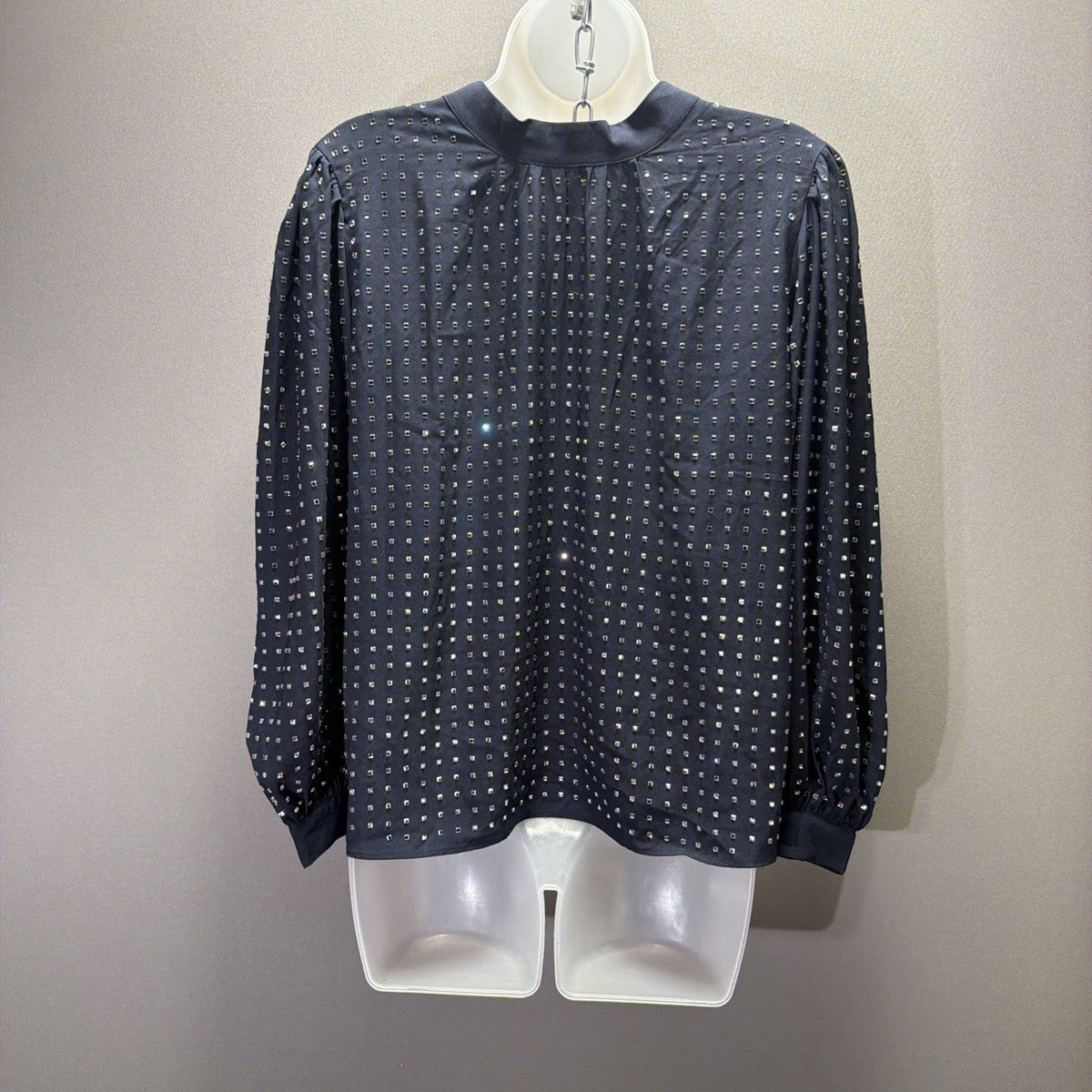 Ann Taylor Blouse Womens Small Blue Long Sleeve Rhinestone Sequin Top Shirt NWT