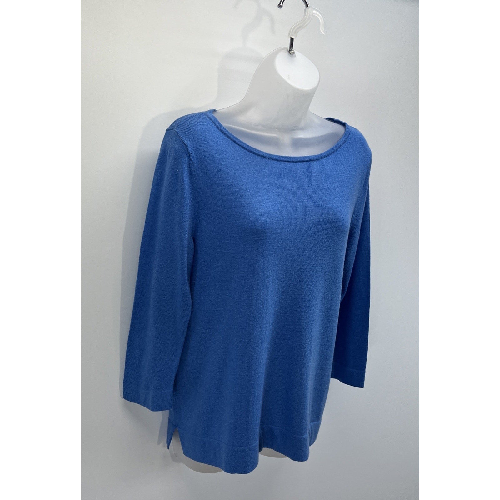 Talbots 3/4 Sleeve Blue Cashmere Blend Sweater Women's Size Large Petite