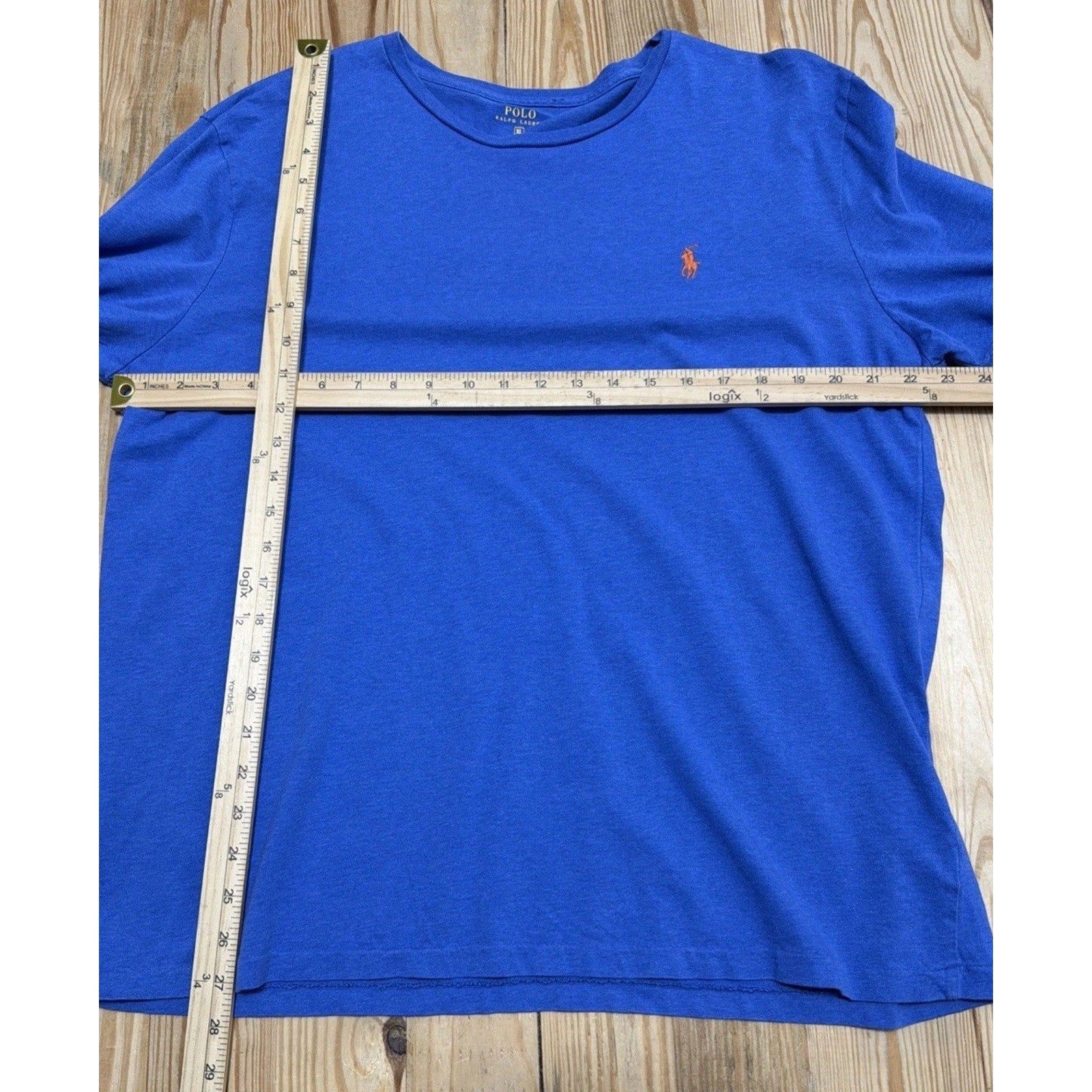 Polo Ralph Lauren Long Sleeve jersey t-shirt Blue Men Orange Pony Size XL