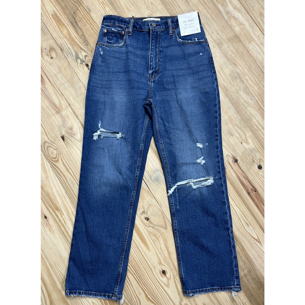 NWT Abercrombie & Fitch The Ankle Straight Ultra High Rise 27/4 Womens Jeans