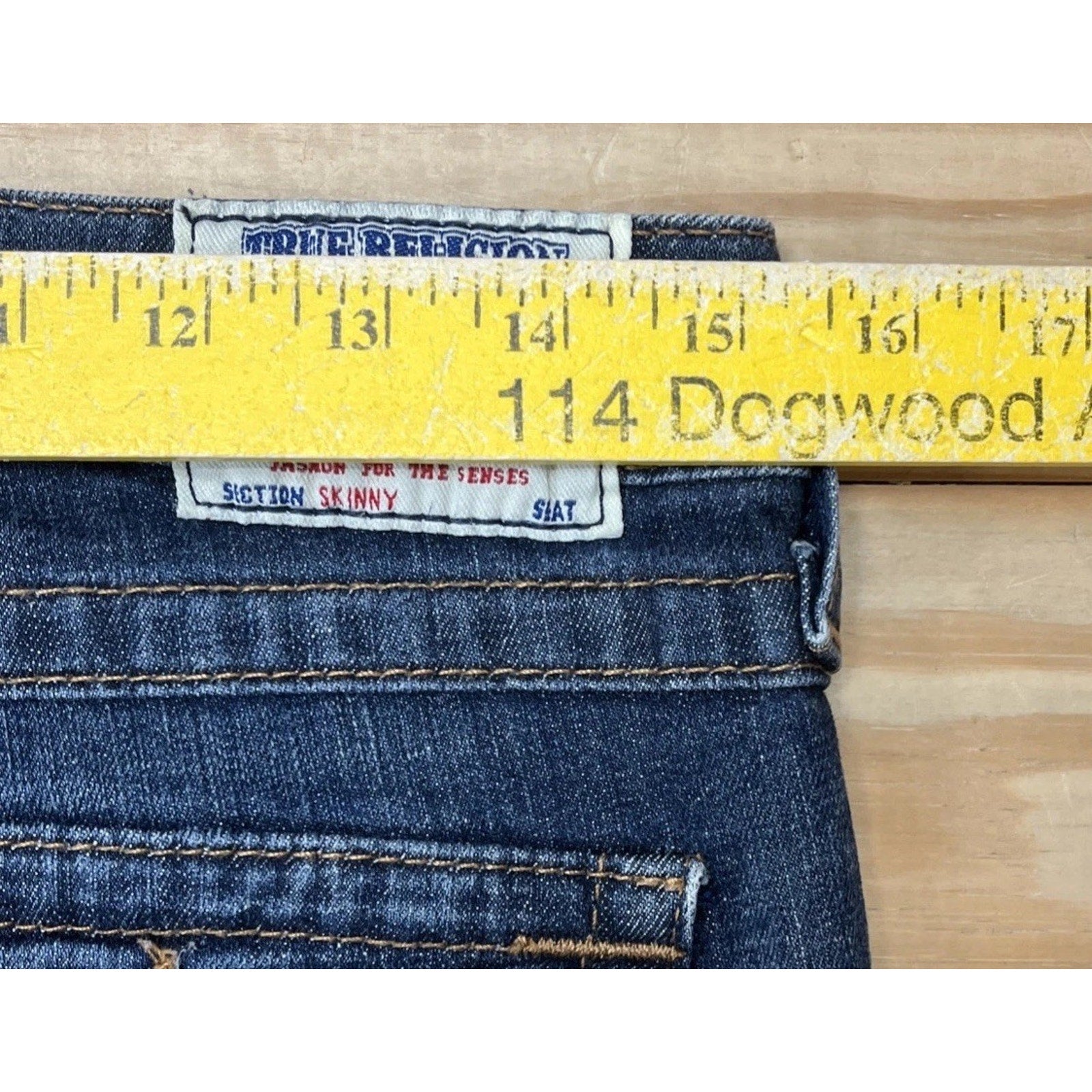 True Religion Women's Skinny Jeans Size 28 Flap Pockets Dark Wash Made in USA