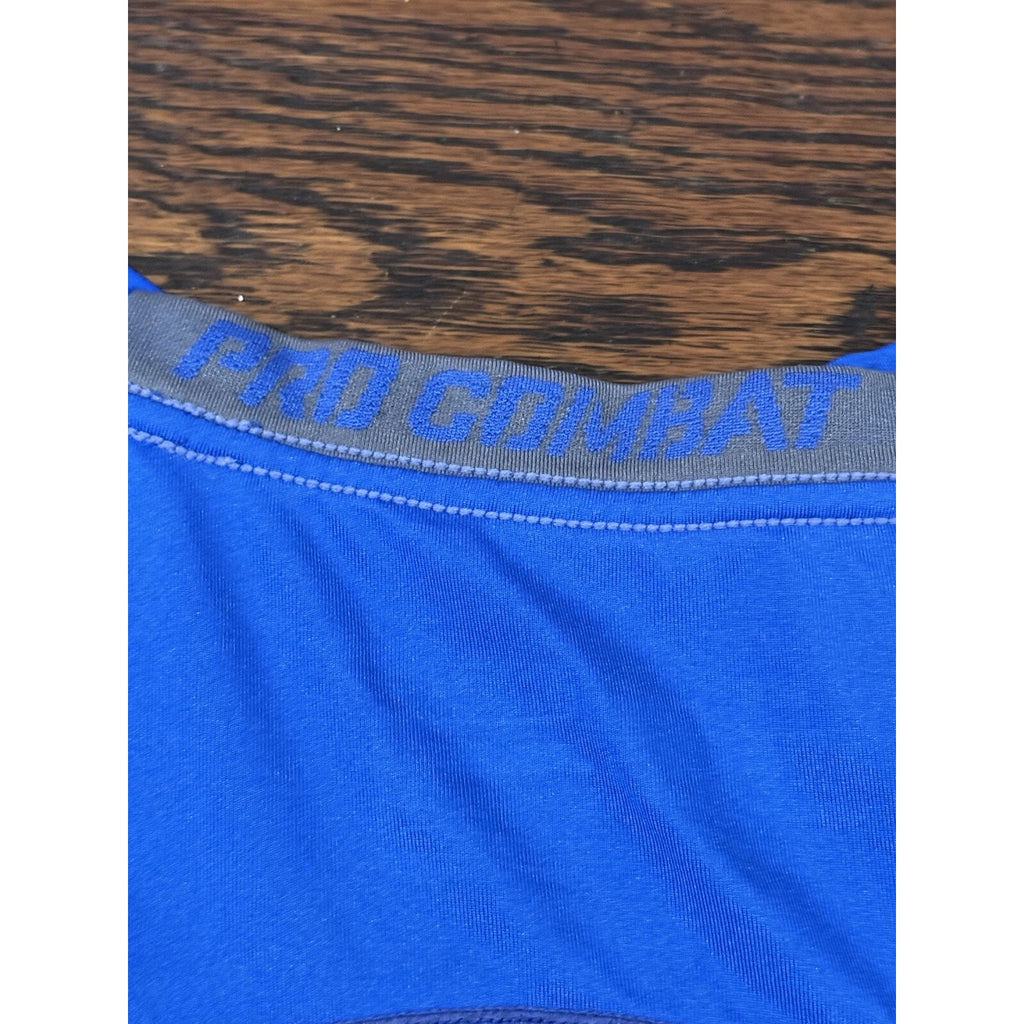 Nike Pro Combat Shirt Mens XL Fitted Blue Mock Base Layer Dri Fit Short Sleeve