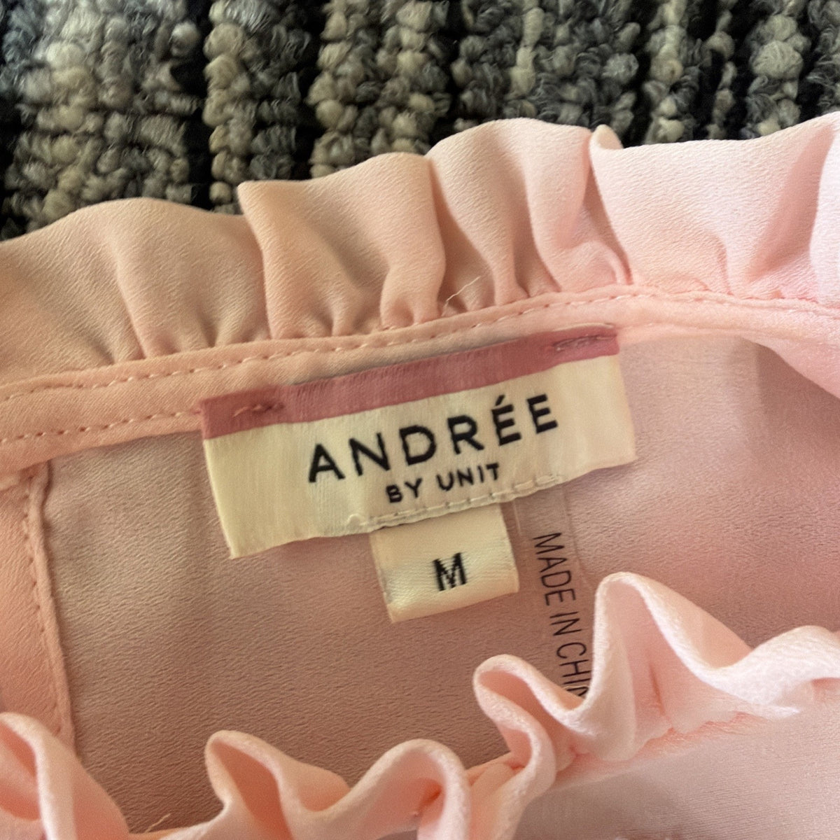Andree By Unit Blouse Womens Medium Pink Swiss Dot Sheer Long Sleeve Boho Top