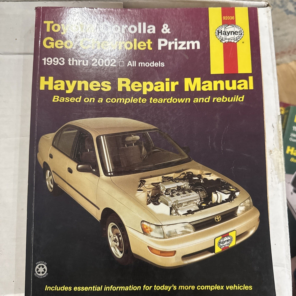 HAYNES Toyota Corolla & Geo Chevrolet Prizm 93-02 Repair Manual 92036