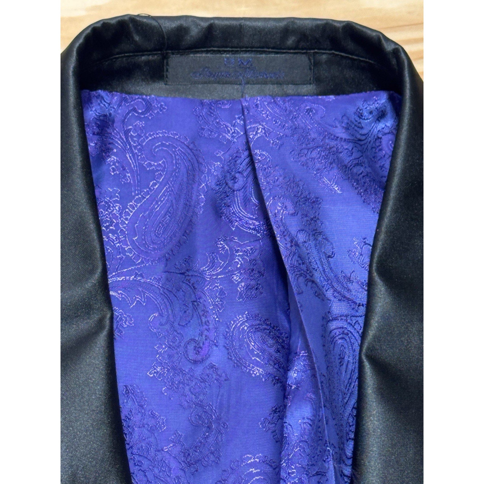 Bryan Michaels Purple Black Tuxedo Suit Jacket Blazer Mens Size 46L NWT