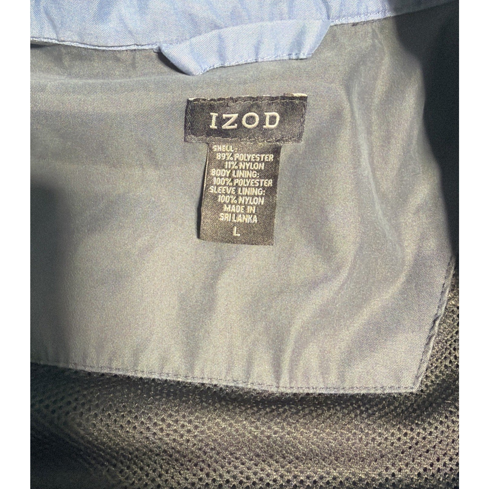 Vintage izod Bomber Jacket Blue Large Zip Vented Back Men’s Mesh Lined