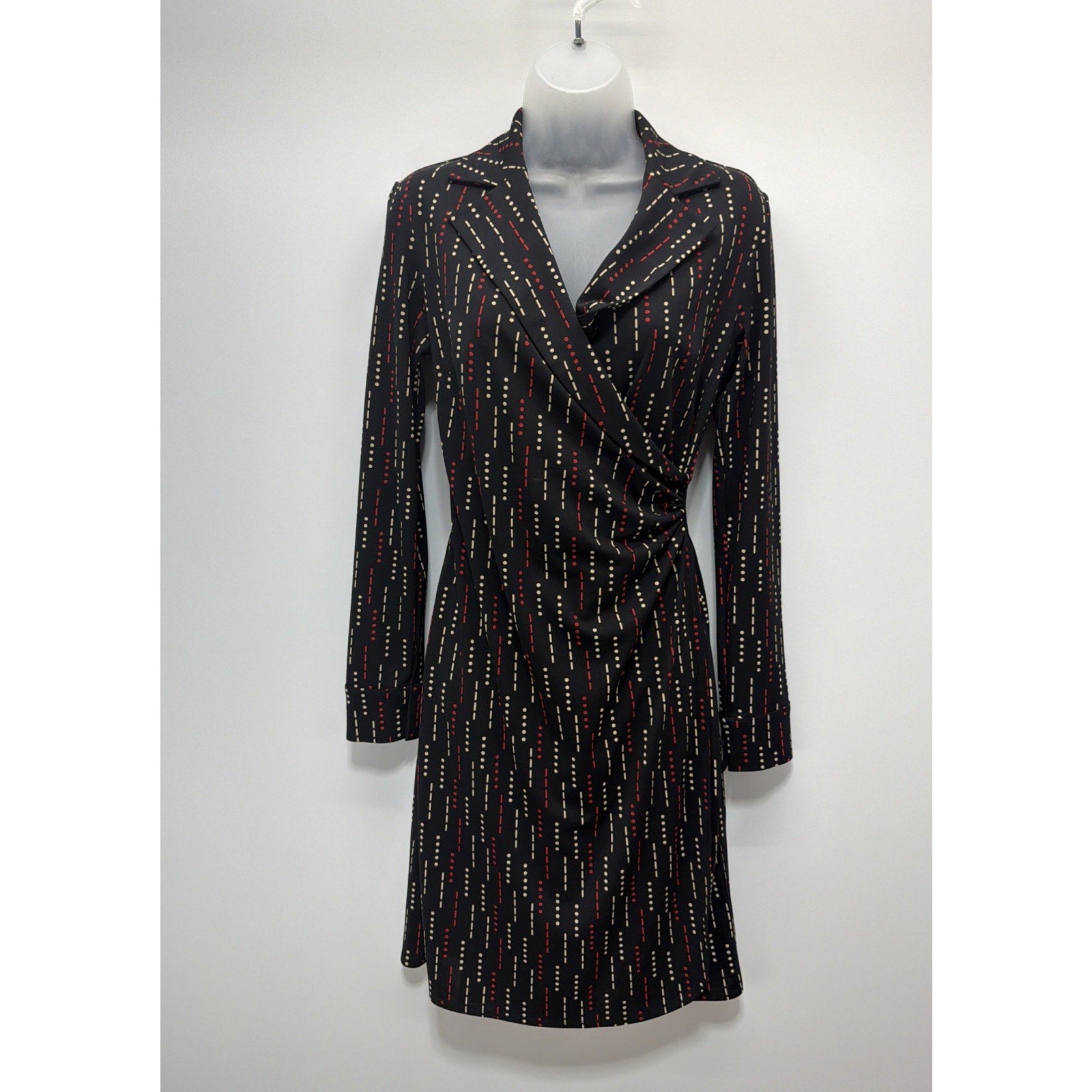 Express Womens Black Red Long Sleeve Wrap Dress Size 1/2 Y2K