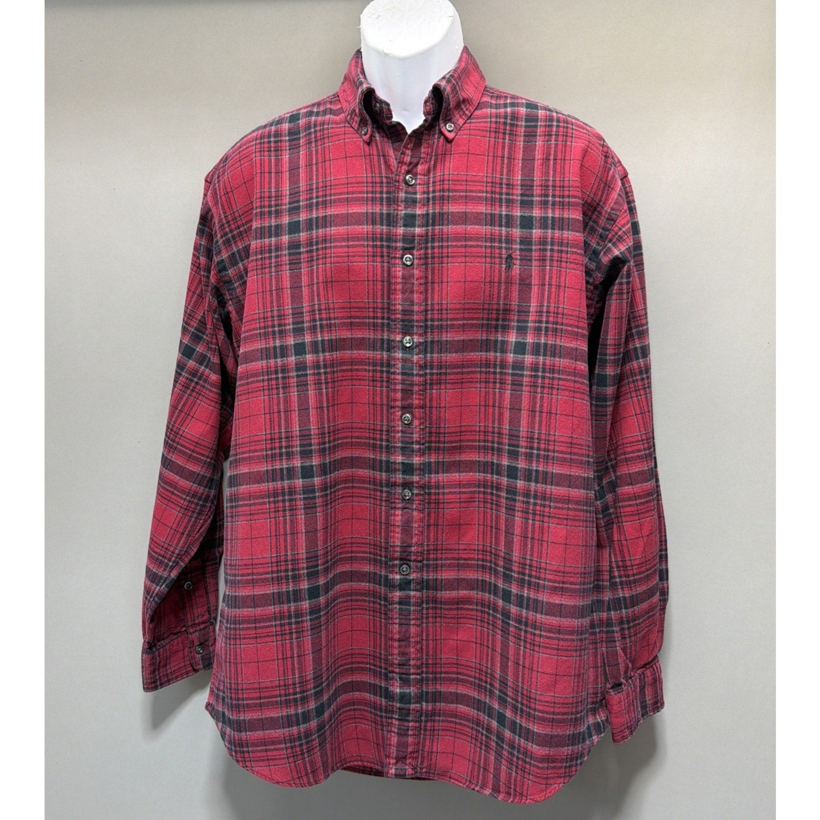 Vtg Ralph Lauren Shirt Mens Sz M Blake Plaid Long Sleeve Flannel Button Down